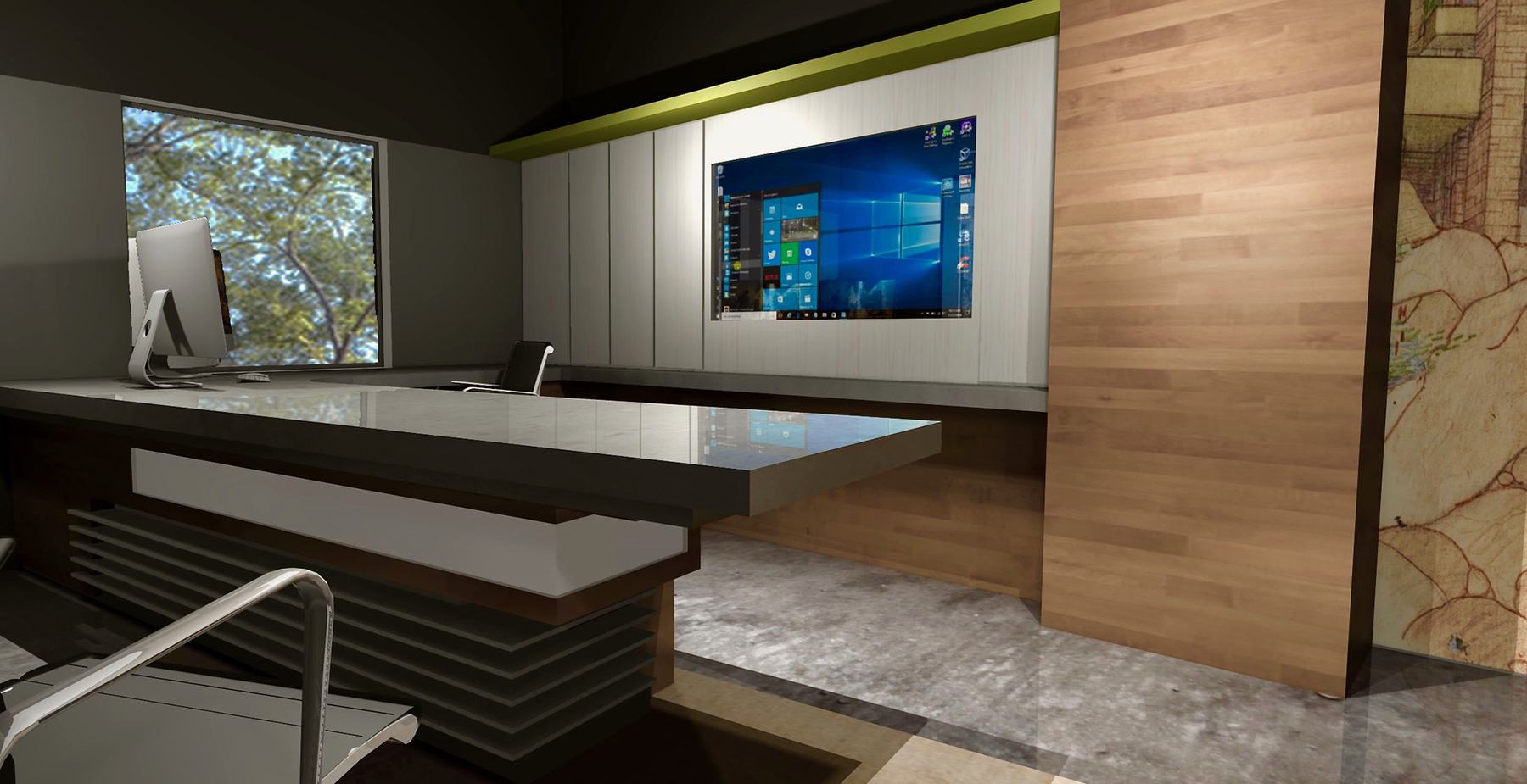 Corporate Office Interior Rendering Office Room Concept art
